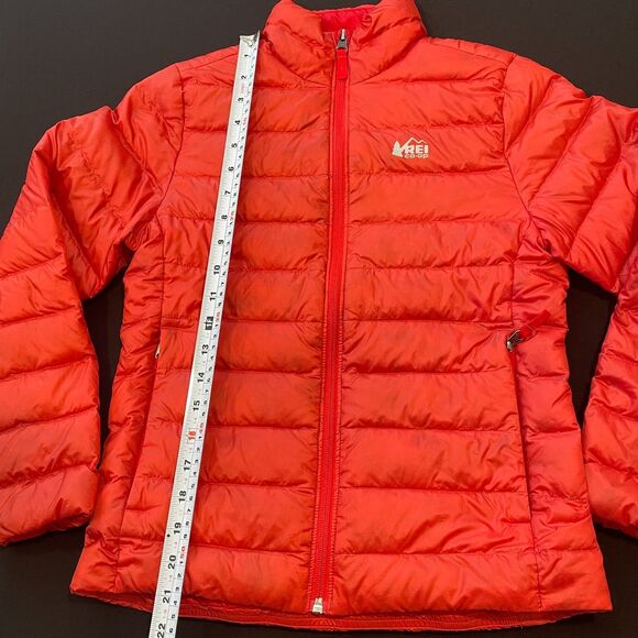 ~ REI Coop Kid's Lg Down Puffer Jacket*** Red Full Zip Pockets Warm Winter Fall - Picture 8 of 11